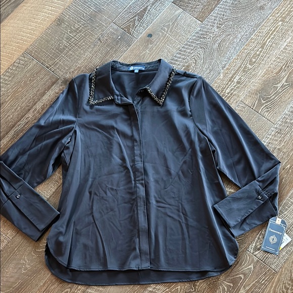 Democracy Elegant Women's Top with Beaded Collar - Picture 1 of 7